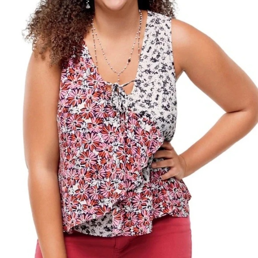 Cabi Floral Sleeveless Blouse Mixed Print Top Spring Blouse